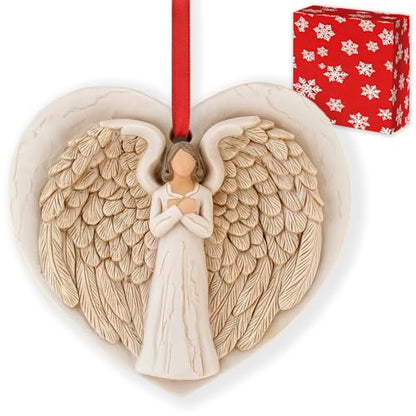 3D Angel Wings Figurines Ornaments for Christmas Tree - Memorial Ornaments for Loss of Loved One - Christmas in Heaven Sympathy Gifts for Guardian Angel - style: Angel
