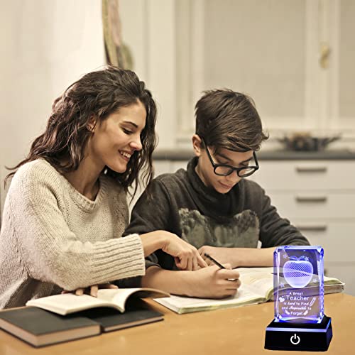 Movdyka Teacher Appreciation Gifts for Women Men, 3D Crystal Engrave Apple with Base, Best Unique Christmas Retirement Thank You End of The Year Gifts for Teacher from Students - style: Teacher gifts-Great Teacher