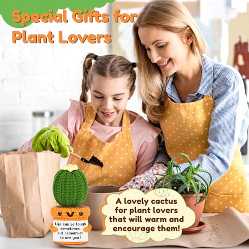 Agantree art Get Well Soon Life Can Be Tough Gifts for Women Men Comfort Feel Better Birthday Gift Thinking of You Gifts Crochet Cactus Decor for Her Friend Cactus Christmas - style: Life