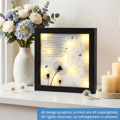 Memorial Gifts LED Shadow Box Sympathy Condolences Grief Dandelion 8x8 - size: Dandelion Compact Version