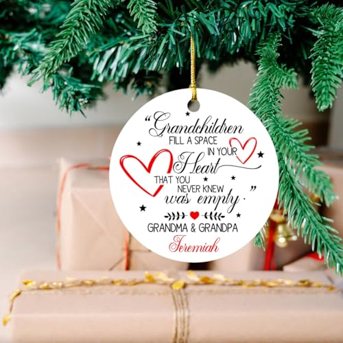Personalized First Christmas As Grandparents Ornament 2025, Grandchildren Fill A Space In Your Heart, Custom Name Grandparents Christmas Ornament - color: Grandchildren Fill a Space in Your Heart Ornament
