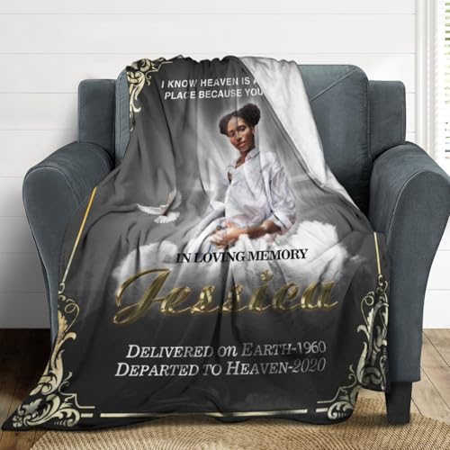 Custom Memorial Grave Blanket for Loss of Loved One - Personalized Funeral Blanket in Loving Memory, Bereavement Gift - color: A-12