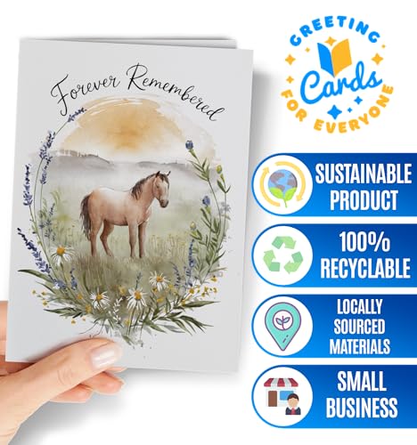 Loss of Horse Symphaty Card - Thoughtful Pet Symphaty Card for Horse Lover or Owner - Animal Memorial Bereavement Greeting Cards for Horses - Forever Remembered - NUM 296