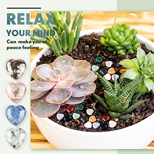 Nuenen 72 Pcs Heart Healing Stone 0.8 Inch Polished Crystal Chakra Gems | Heart Shaped Gemstones Bulk for Women Chakra Reiki Meditation, Love Worry Stones Palm Pocket, Valentines Gifts - size: 0.8 Inch