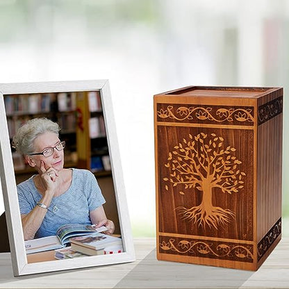 Large Wooden Cremation Urns for Human Ashes Adult Male Female - size: Large
