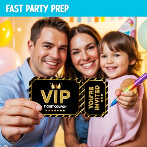 Black Golden Vip Birthday Party Invitations, Movie VIP Invitations Card for Boys Girls (30 Cards & 30 Envelopes) - color: Golden