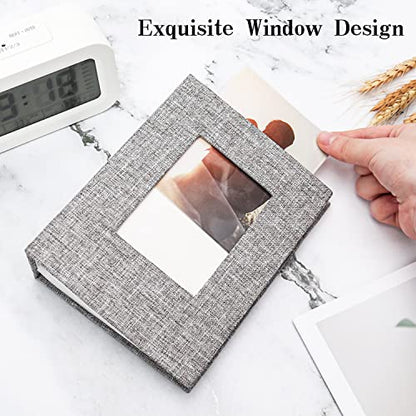 Vienrose 4x6 Photo Album,100 Pockets,Linen Cover with Window,Grey | Cover Window, Acid Free Pages, Linen Hardcover, Baby Wedding Family Photos - color: Grey, size: 100 Pocket