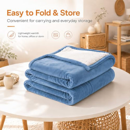 Electric Heated Blanket,Flannel and Sherpa,Throw 50x60 in,Slate Blue,Gift - color: C-slate Blue, size: 50x60inches-Throw