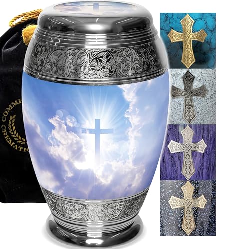 Heavenly Cross Cremation Urns for Human Ashes Adult Male & Female Urns - color: Heavenly Cross, size: Medium