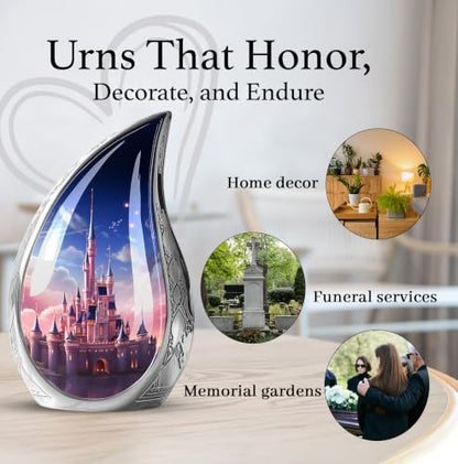 Dream Castle in The Sky - Cremation Urn for Adults - Small Urn 3 Inch | Pack of 4 - Cremation Urns for Human Ashes Adult Man & Female - Keepsake Urns for Ashes - Funeral Urn - Decorative Urn - size: Keepsake-4