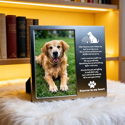 Dog Memorial Picture Frame 4x6, Dog Memorial Gift for loss of Dog (7S) | Angel Rainbow Bridge Prayer Card Included, Premium Aluminum Alloy Material, Packaged in an Elegant Plastic Gift Box - color: Silver - Rainbow Bridge