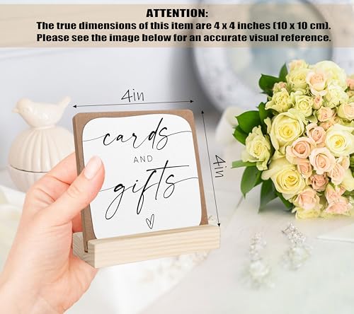 Cards and Gifts Sign, Wedding Signs for Ceremony and Reception, Bridal Shower Centerpieces for Tables, Marriage Reception, Bridal Shower Party Favors, Wedding Sign with Wooden Base - color: cards and gifts