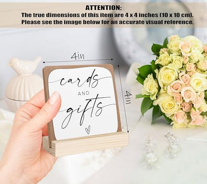 Cards and Gifts Sign, Wedding Signs for Ceremony and Reception, Bridal Shower Centerpieces for Tables, Marriage Reception, Bridal Shower Party Favors, Wedding Sign with Wooden Base - color: cards and gifts
