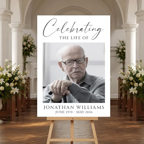 Personalized Funeral Welcome Sign, Elegant Celebration Of Life Funeral Sign, Memorial Welcome Sign, In Loving Memory Of Sign, Memorial Signs with Photo, Celebration Of Life Decoration - color: Style #6