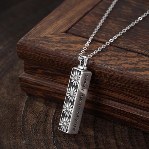Flower Cute Animal Sterling Silver Pendant Urn Ashes Necklace for Women BF0709 - color: Bar *Daisy 1