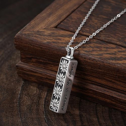 Flower Cute Animal Sterling Silver Pendant Urn Ashes Necklace for Women BF0709 - color: Bar *Daisy 1