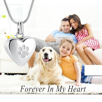zeqingjw Pet Cremation Jewelry for Ashes Pendant Paw Print Pet Heart Urn Necklace Memorial Keepsake Jewelry for Pet/Dog's/Cat's Ashes - color: 2PCS Silver+Rose Gold