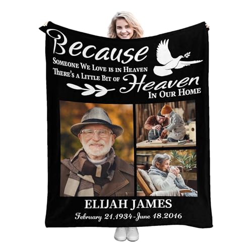 Customize Memorial Blanket for Loss of Loved One, Sympathy Blanket Gift with Photos Personalized Throw Blanket Bereavement Grief Present in Memory of Dad Mom Grandma Grandpa - color: Color 08