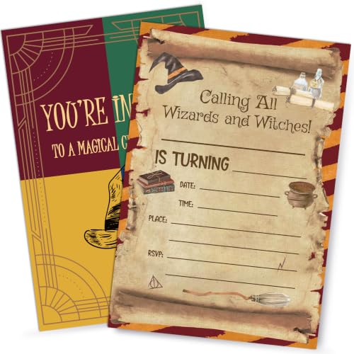 Magical Wizard Birthday Party Invitations with Envelopes for Boys 20 Pcs - color: Black Wizards
