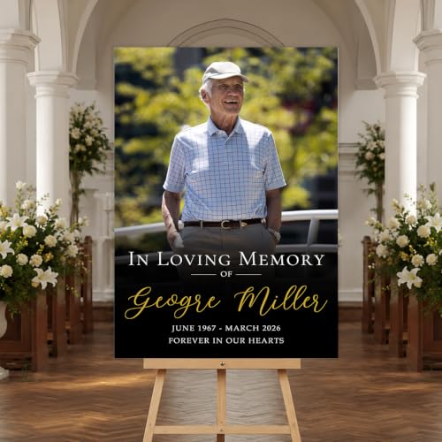 Personalized Funeral Welcome Sign, Elegant Celebration Of Life Funeral Photo Sign, Memorial Welcome Sign with Picture, In Loving Memory Of Sign, Memorial Signs, Celebration Of Life Decorations - color: Style #10