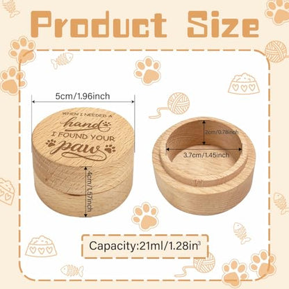 CREATCABIN Wood Mini Animal Urn Small Pet Urns for Ashes Pet Hair Keepsake Box Case Paw Print Round Burlywood Decorative Urns Funeral Cremation Memorial Box Gift for Dogs Cats Animals 2x1.6Inch - style: Paw Print-19D