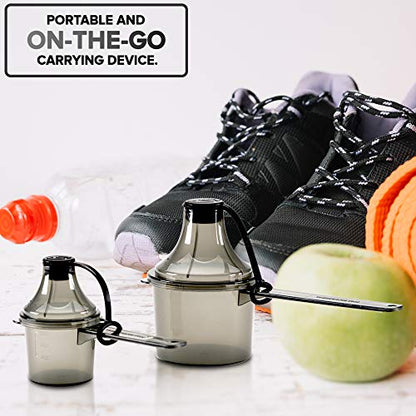 Supplement Container, Scoop, and Funnel System for Pre Workout Powder, Spill Proof Holder Dispenser, Gym and Shaker Bottle Travel Accessory, PACK OF 2, WHITE - color: White