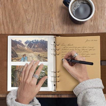 Photo Album 4x6 300 Photos, Genuine Leather Photo Albums with Writing Space with 30 Writing Paper, Travel Family Wedding Kids Graduation Ultrasound Baby Picture Album Scrapbook Photo Album（LOVE） - color: Heart