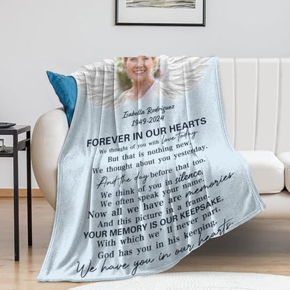 Custom Memorial Blanket with Picture Personalized Sympathy Remembrance Condolences Bereavement Gifts Sympathy Gifts for Loss of Loved One Mother Dad Grandma Grandpa Sister Daughter Friend - color: Design12