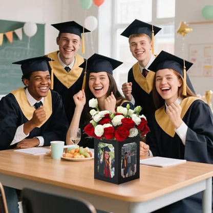 15 Pack Graduation Box Centerpieces for Table 6/7 In Photo Display - color: Black