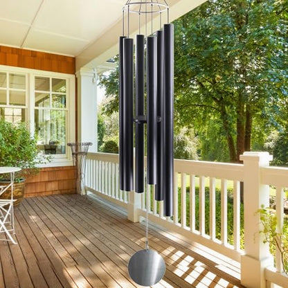 ASTARIN 78 Inch Wind Chimes for Outside with 6 Tubes Tuned Relaxing Melody - size: 78”-Black