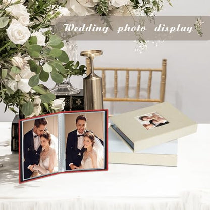 Artmag Mini Photo Album 4x6 50 Pockets 2 Pack, Linen Cover with Front Window Album Each Holds 52 Vertical Photos for Family Wedding Baby Children (Red) - color: Red, size: 50 Pockets/2PKS