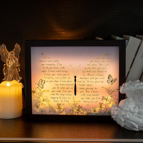 Sympathy Gift LED Memorial Shadow Box Memorial Gifts for Loss of Loved One Mother Mom Dad Father, in Memory of Loved One Gifts - size: As I Sit In Heaven