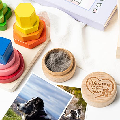 CJiangpo Dog Memorial Keepsake Box for Pet Hair, Pet Fur Keepsake Gifts | Pet Memorial Gifts for Loss of Dog Cat, Wooden Pet Ashes Container Urns, Pet Loss Sympathy Gifts Remembrance