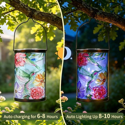 MUMTOP Hummingbird Solar Lantern Waterproof Outdoor Hanging Garden Light - color: Multicolor