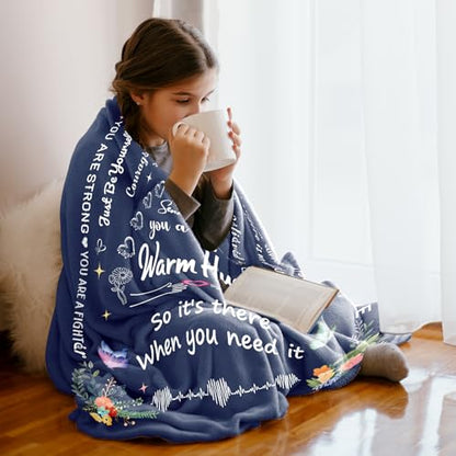 Blue Warm Hug Blanket 52"x60"Get Well Soon Gift for Men Women | You’re Loved Inspirational Blanket,Comfort for Cancer Recovery,After Surgery,Elderly,Grandpa,Patient,Friend - color: Blue Warm Hug