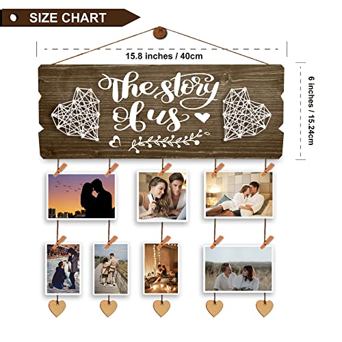 Yudarte Bridal Shower Gift for Bride - Wedding Engagement Gifts for Women Bride to Be - New Couples Picture Hanging Board with Clips and Twine - color: burned wood
