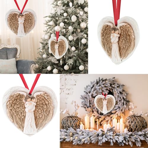 3D Angel Wings Figurines Memorial Ornament for Christmas Tree - Baby Baptism Gifts for Woman New Mother Grandmother - Miscarriage Gifts Remembrance Expression of Healing Love - style: Angel & Baby