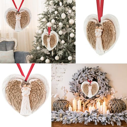 3D Angel Wings Figurines Memorial Ornament for Christmas Tree - Baby Baptism Gifts for Woman New Mother Grandmother - Miscarriage Gifts Remembrance Expression of Healing Love - style: Angel & Baby