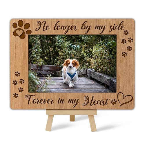 Picture Frames 4x6 | Dog Memorial Death Sympathy Gifts Wooden Picture Frame for Dog Lover, Pet Loss Sympathy Gift Desk Tabletop Shelf Decor (A17) - style: forever in my heart