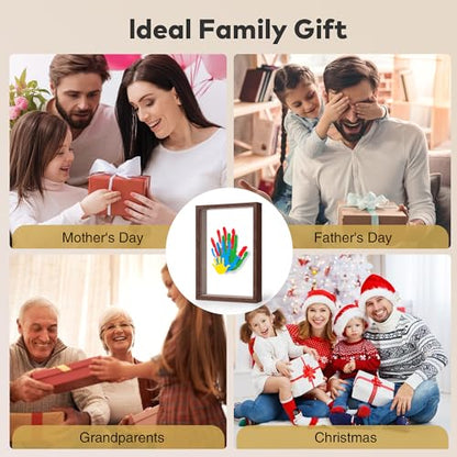 Family Handprint Kit for 4, Hand Print Keepsake Frame DIY Craft Gift - color: Walnut, size: 4 Pages Acrylic Boards