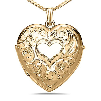 PicturesOnGold.com Personalized 14K Yellow Gold 4-Page Heart Photo Locket - style: Locket + 2 Photos