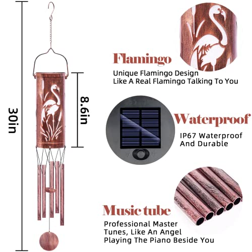 FSVGYY Solar Flamingo Wind Chime 30 Inch Metal Outdoor Hanging Light - color: Wind Chimes Flamingo