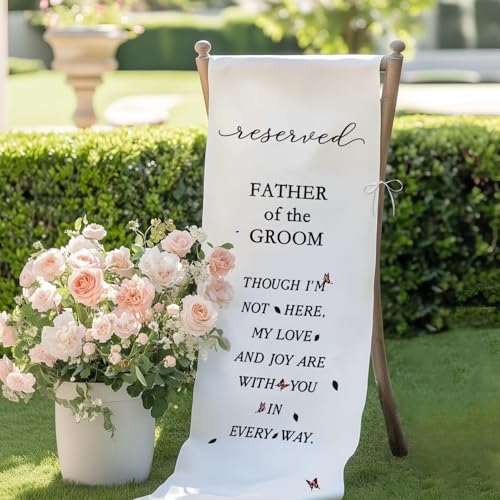 Reserved Signs for Wedding, Memorial Wedding Chair Sign, In Loving Memories Wedding Sign, Pick a Seat Not a Side Save a Seat for Someone in Heaven Linen Reserved Decorations, Father of the Groom - style: Father of Groom