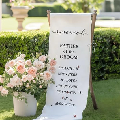 Reserved Signs for Wedding, Memorial Wedding Chair Sign, In Loving Memories Wedding Sign, Pick a Seat Not a Side Save a Seat for Someone in Heaven Linen Reserved Decorations, Father of the Groom - style: Father of Groom