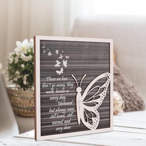 Butterfly Sympathy Gift – Memorial Plaque for Loss of Loved One – Bereavement Gift for Grieving Family, Woman Friends, Her – Remembrance Quote Wood Sign for Funeral, Memorial, Healing Decor - style: Those We Love