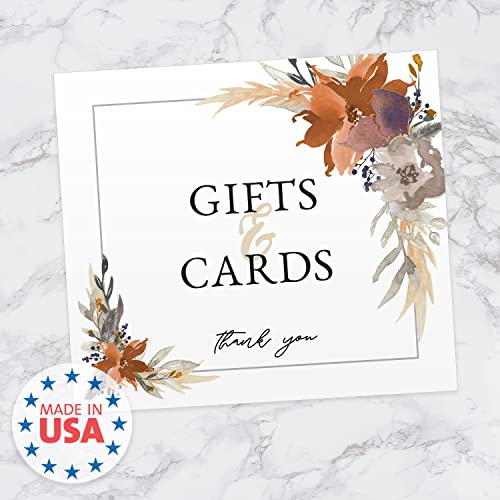 Indie Autumn Floral Gifts And Cards Sign / 8" x 9" Modern Boho Table Top Sign/Wedding Anniversary Reunion Sign/Made In The USA - color: Indie Autumn Floral, style: Gifts & Cards