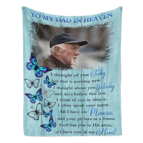 Personalized Memorial Photo Blanket for Loss of Loved one：Made in USA, in Loving Memory Photo Blanket Custom Sympathy Throw Blanket Gift for Loss of Dad Mom Husband Wife - color: Memorial Blanket 12