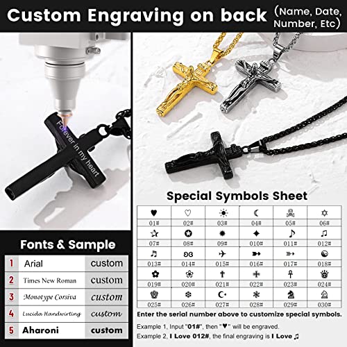 GOLDCHIC JEWELRY Urn Necklaces for Ashes, Stainless Steel Pet/Cross/Birthstone/Tree of Life Personalized Keepsake Memorial Jewelry for Women - color: Cross - Black Plated, style: Personalized Engraving