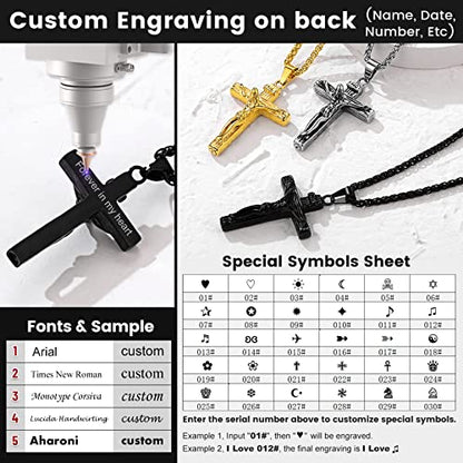 GOLDCHIC JEWELRY Urn Necklaces for Ashes, Stainless Steel Pet/Cross/Birthstone/Tree of Life Personalized Keepsake Memorial Jewelry for Women - color: Cross - Black Plated, style: Personalized Engraving