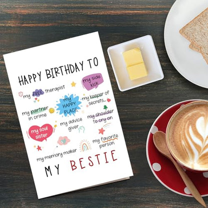 Qiliji Funny Bestie Birthday Card, Best Friend Birthday Card for Women, Happy Birthday Card for Bestie, Birthday Card for Friend BFF Sister - color: Bestie Birthday